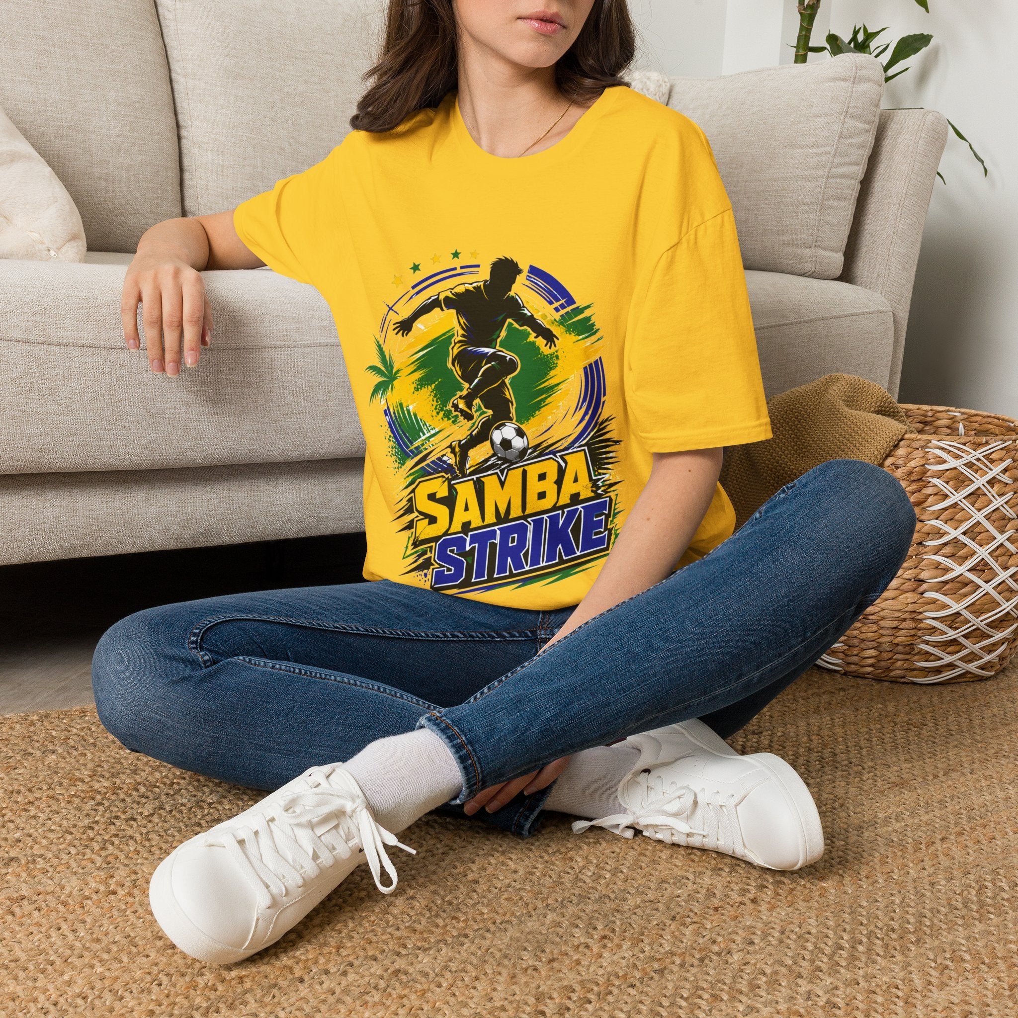 Brazil  Samba Strike Soccer T-Shirt — Brazilian Football Player Graphic Tee