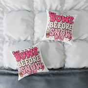 Modern Day Christmas Bows Before Snow Square Poly Canvas Pillow