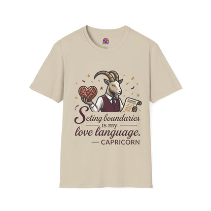 Capricorn T-Shirt — "Setting Boundaries is My Love Language" Zodiac Goat Tee