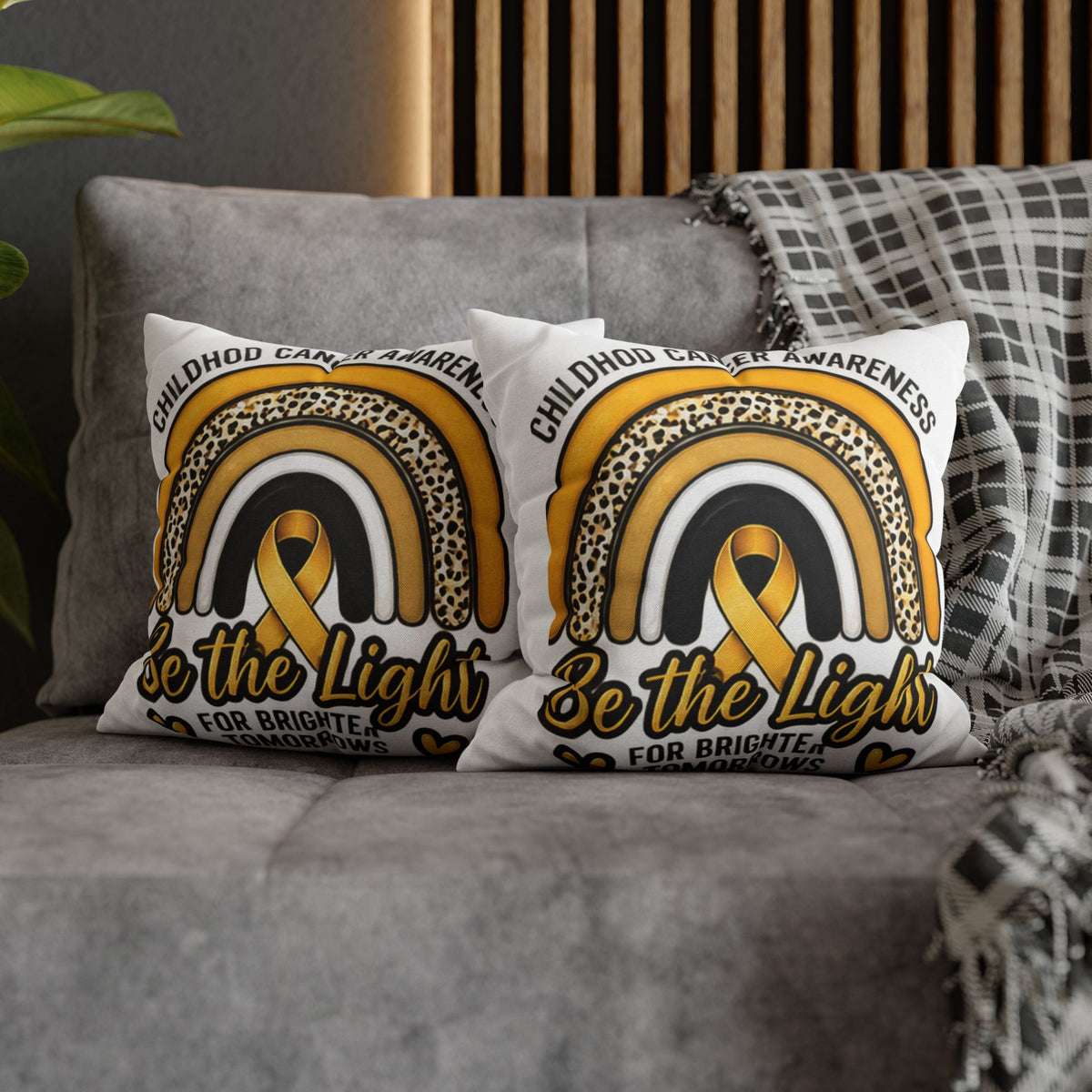 Childhood Cancer Awareness “Be the Light” Square Pillowcase