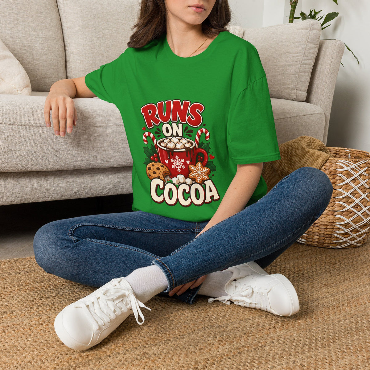 T-Shirt — Runs On Cocoa Holiday Graphic Tee