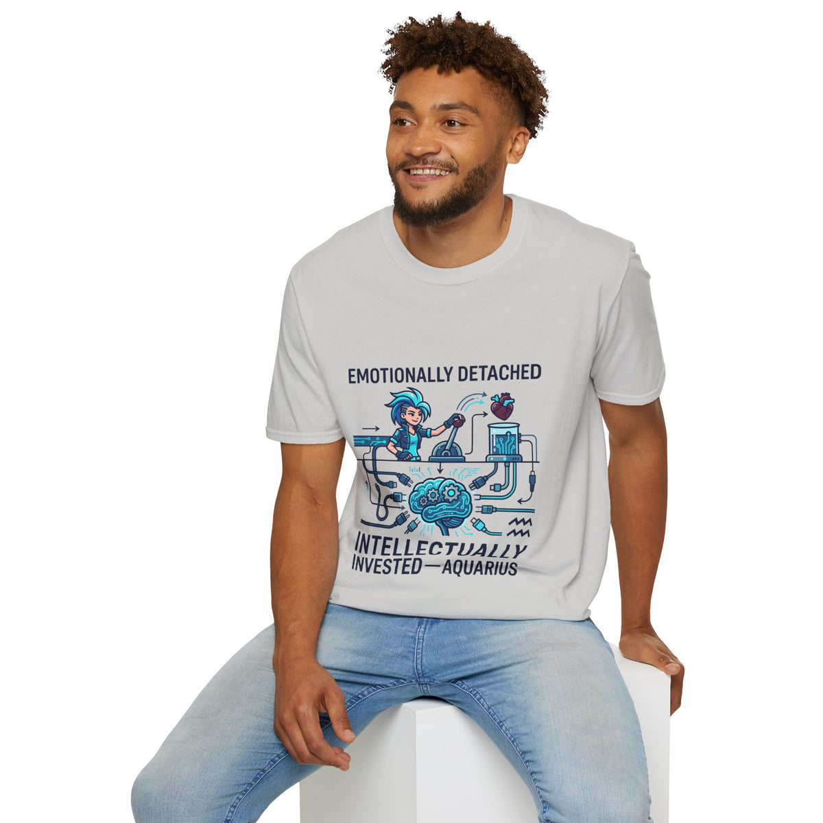 Aquarius Zodiac Emotionally Detached, Intellectually Invested T-Shirt — Aquarian Graphic Tee
