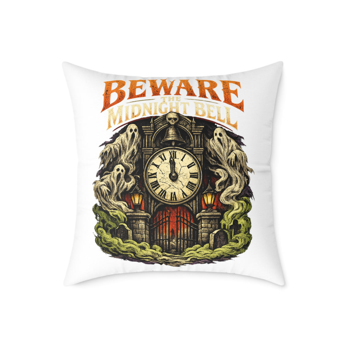 Halloween Beware Of Midnight Square Poly Canvas Pillow