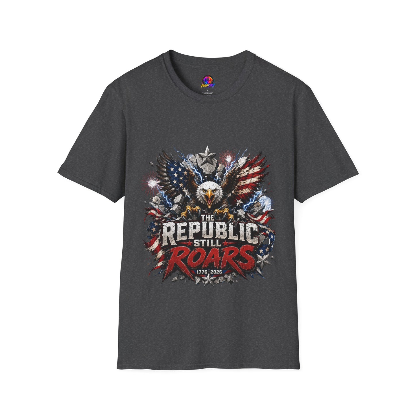 Patriotic Eagle T-Shirt — "The Republic Still Roars" | American Flag Graphic