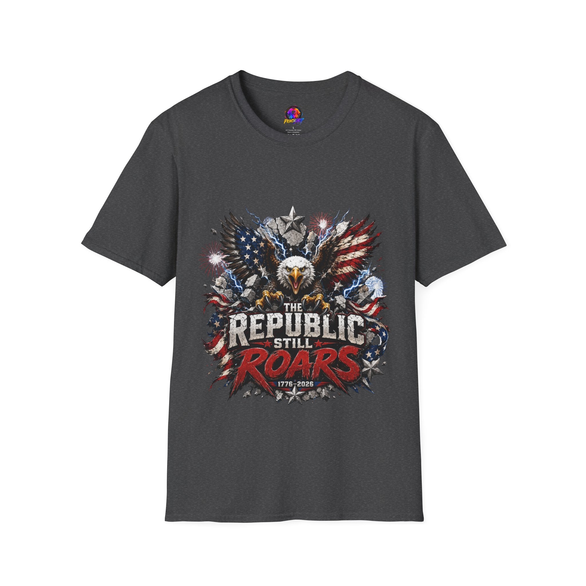 Patriotic Eagle T-Shirt — "The Republic Still Roars" | American Flag Graphic