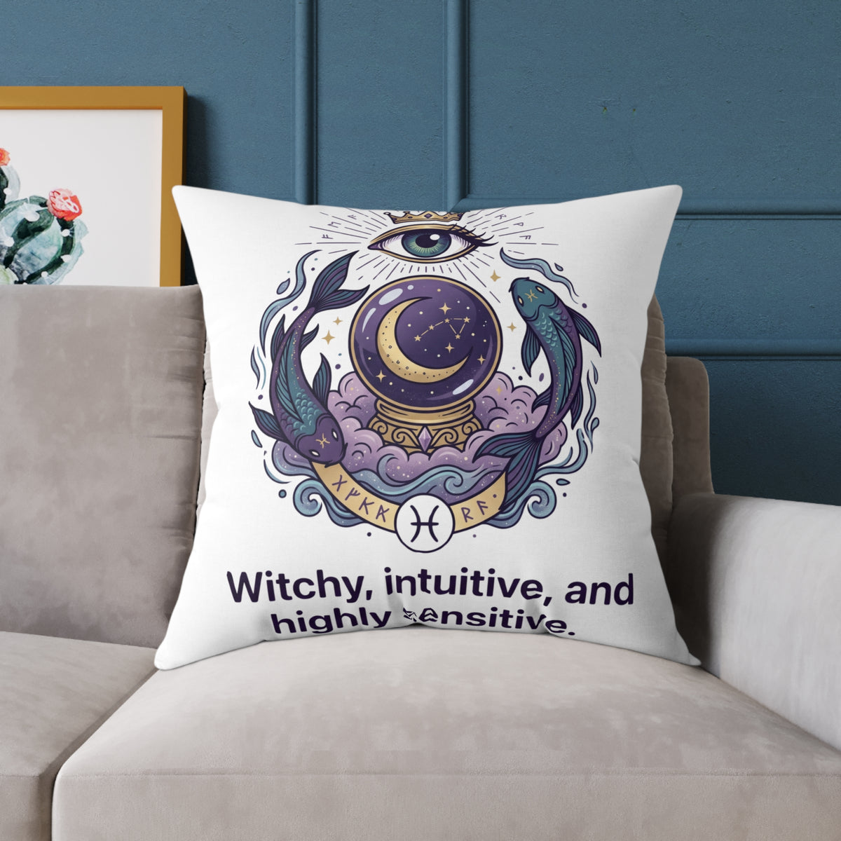 Pisces Zodiac Highly Sensitive And Intuitive Square Poly Canvas Pillow