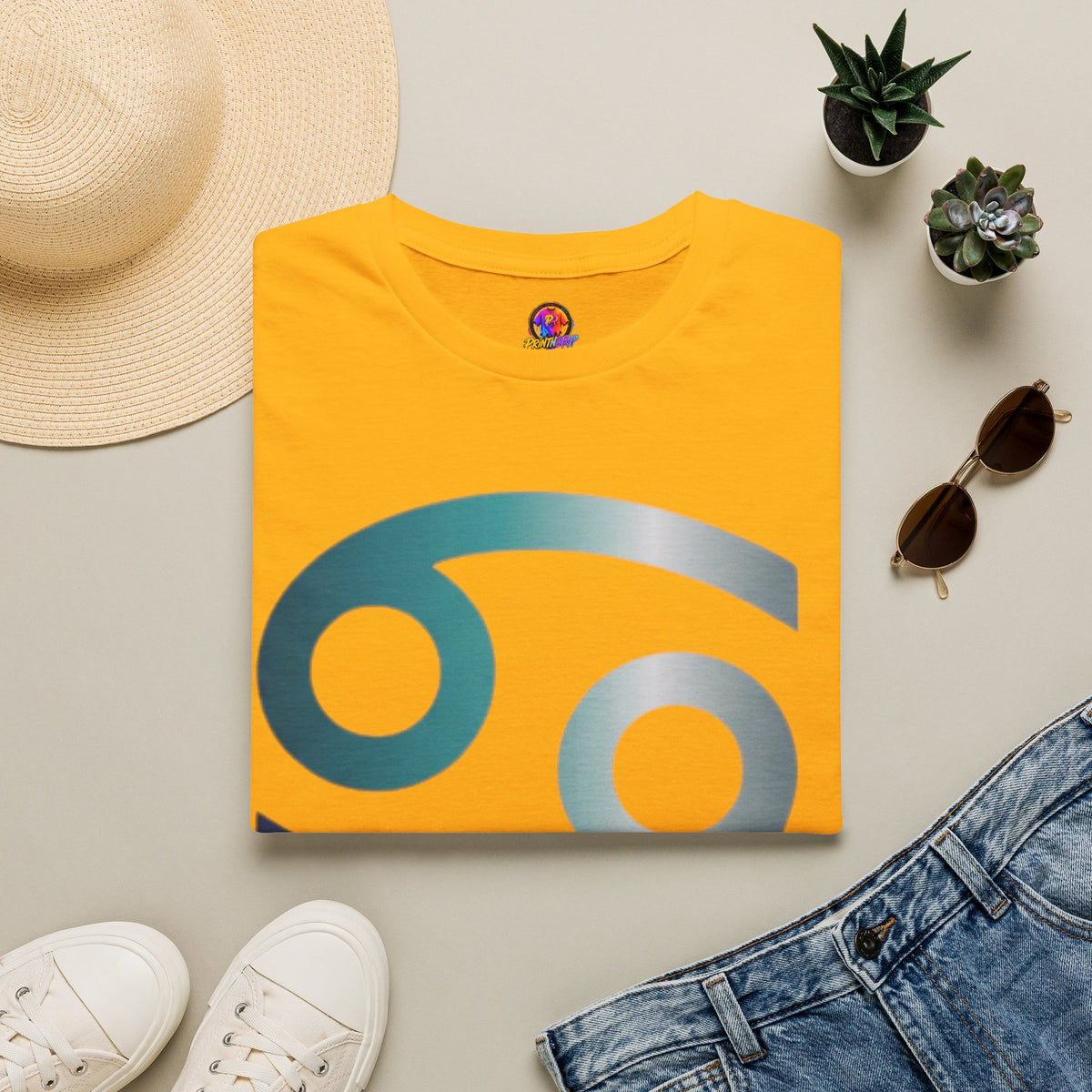 Cancer Zodiac T‑Shirt — Dripping Gradient Astrology Tee (Cancer Symbol)