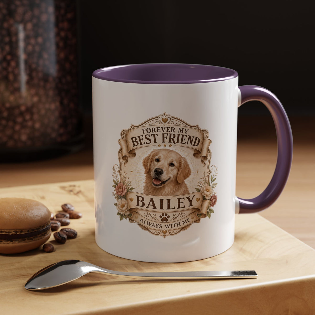 Milo Bailey Dog Dad Mom Personalized Dog Coffee Mug – "Forever My Best Friend" Golden Retriever Accent Mug