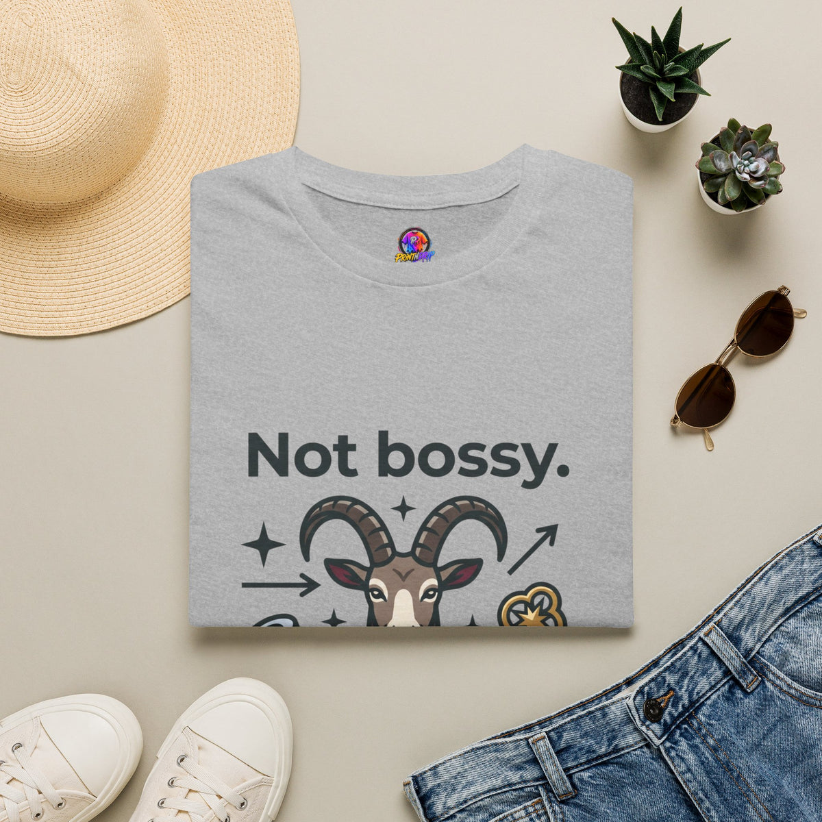 Capricorn T-Shirt — "Not Bossy, Just the Boss" Zodiac Goat Tee