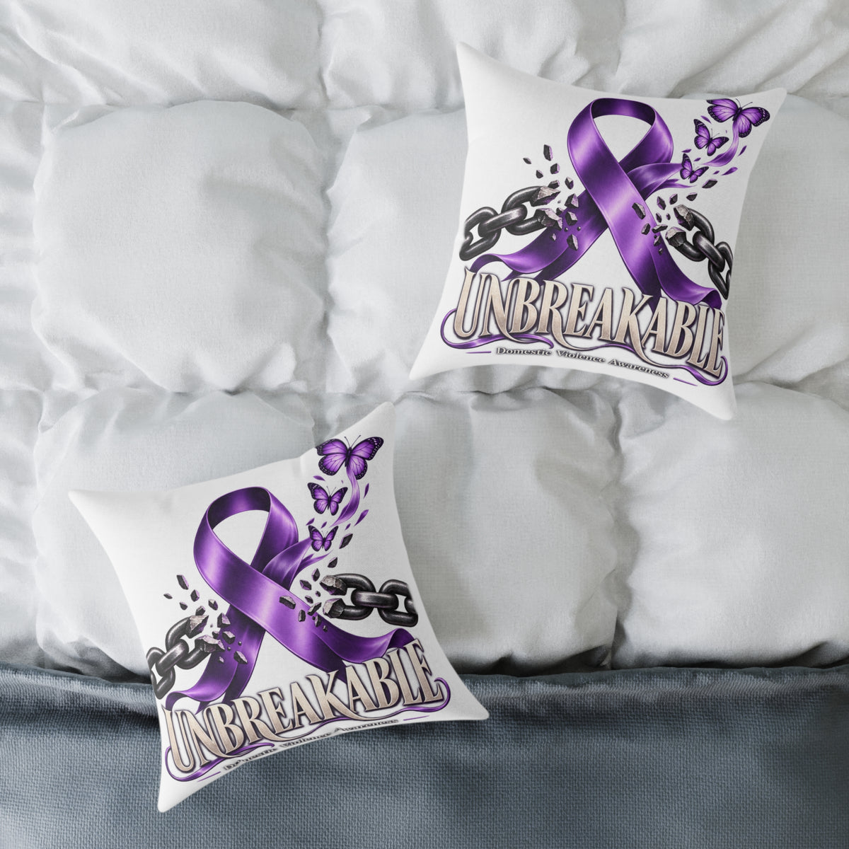 Domestic Violence Unbreakable Purple Ribbon Throw Pillow