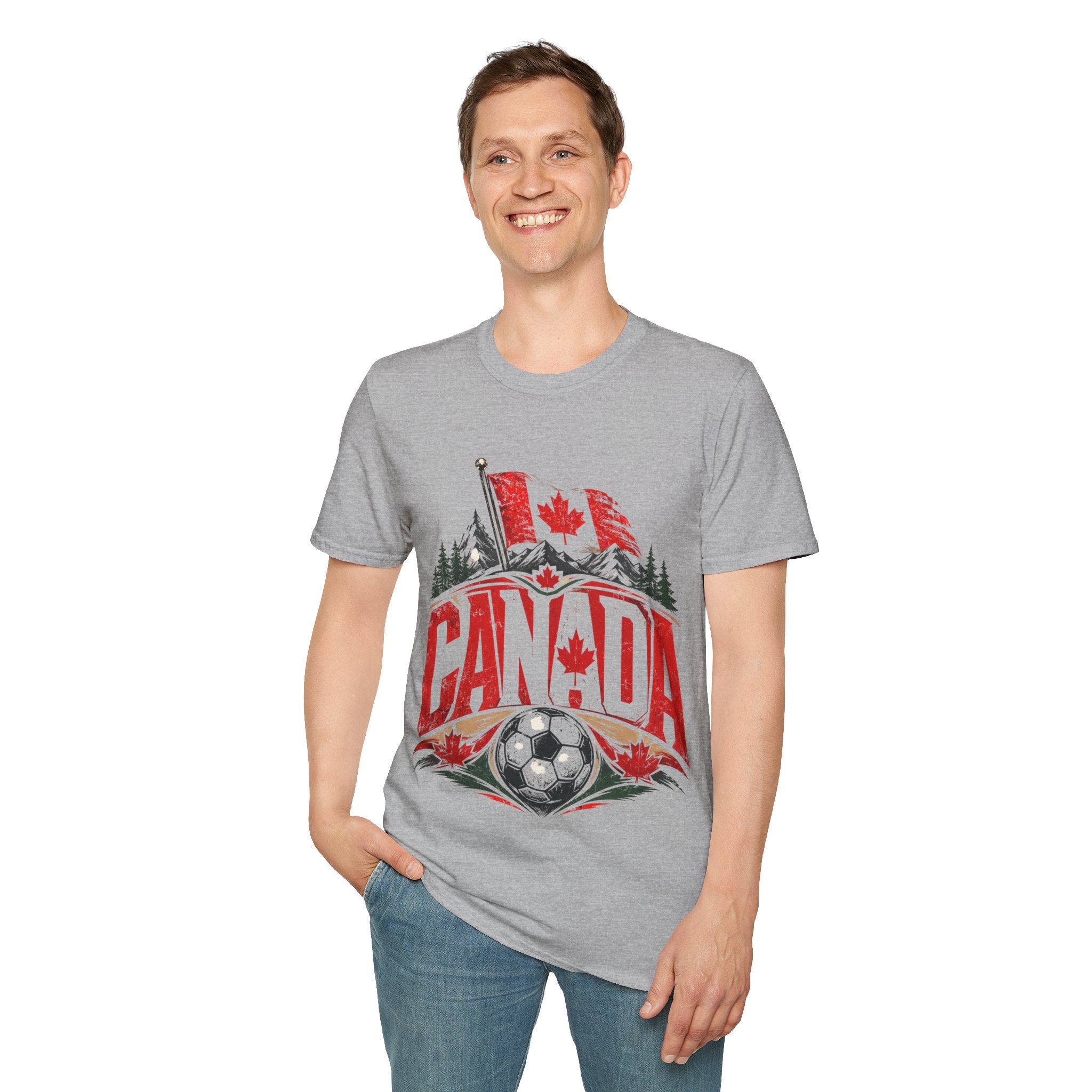 Canada Soccer T‑Shirt — Canadian Flag & Maple Leaf Crest