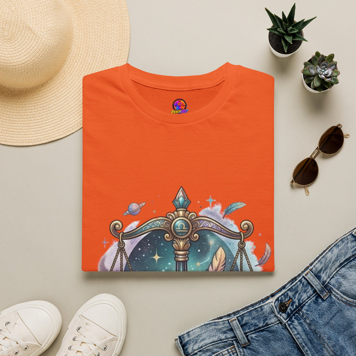 Libra Scales Zodiac T-Shirt — Celestial Astrology Graphic Tee