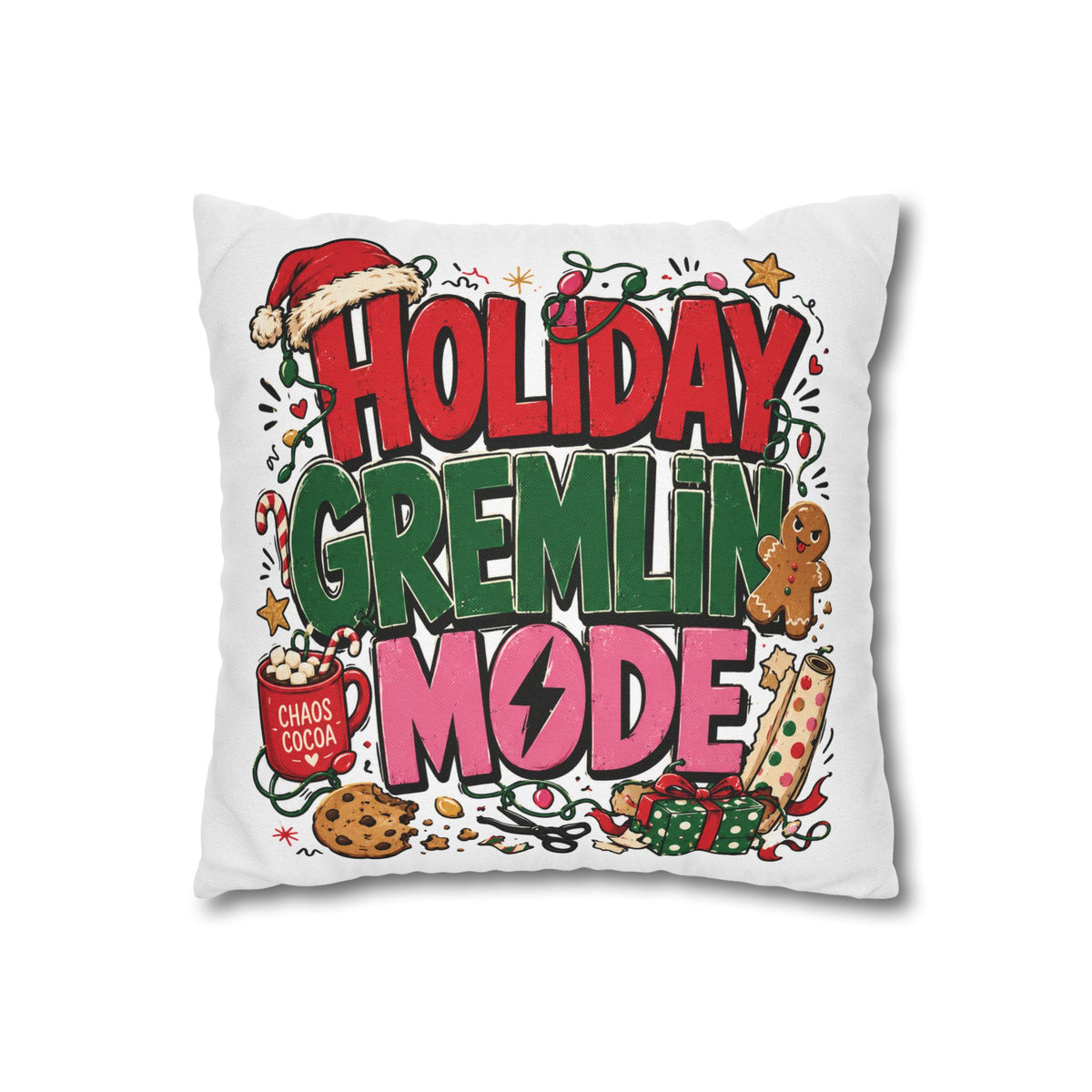 Holiday Gremlin Mode Pillowcase Modern Day Christmas