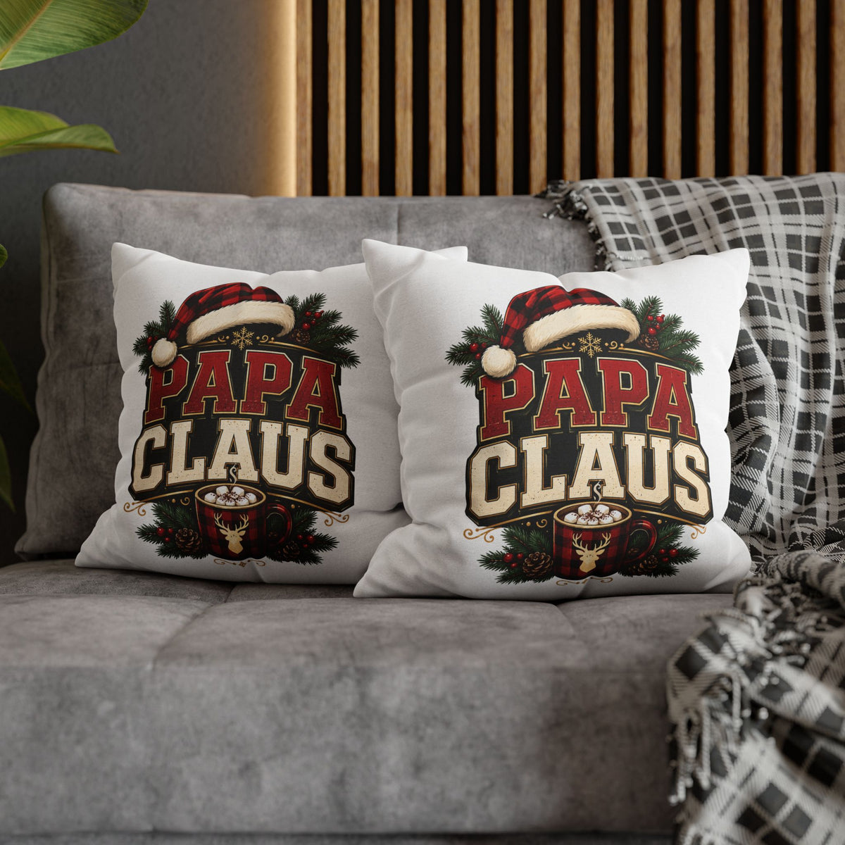 Christmas Papa Claus Holiday Pillowcase — Festive Christmas Cushion Cover for Dad