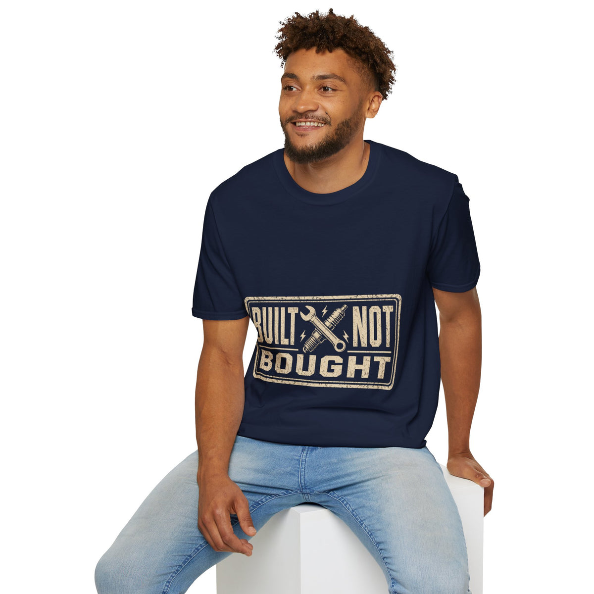 Built Not Bought T-Shirt — Vintage Mechanic Workwear Tee