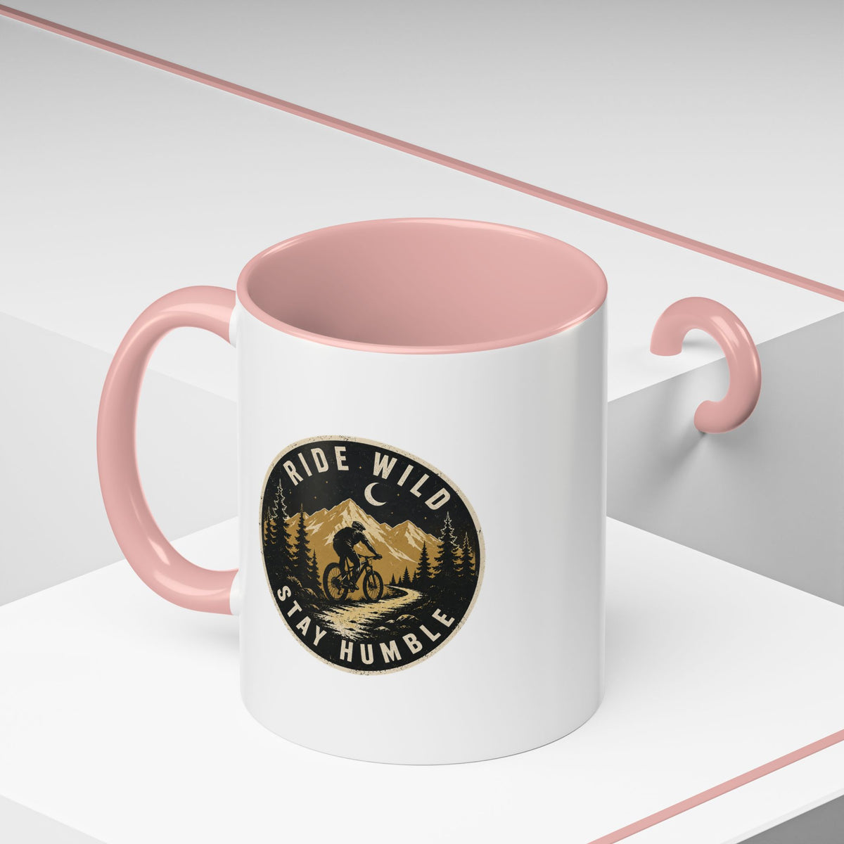 Milo Bailey Dog Dad Mom Ride Wild Stay Humble Accent Coffee Mug — Mountain Biking Adventure Travel Gift