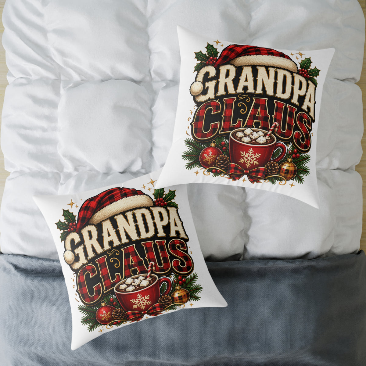 Grandpa Claus Christmas Throw Pillow — Festive Holiday Decorative Cushion