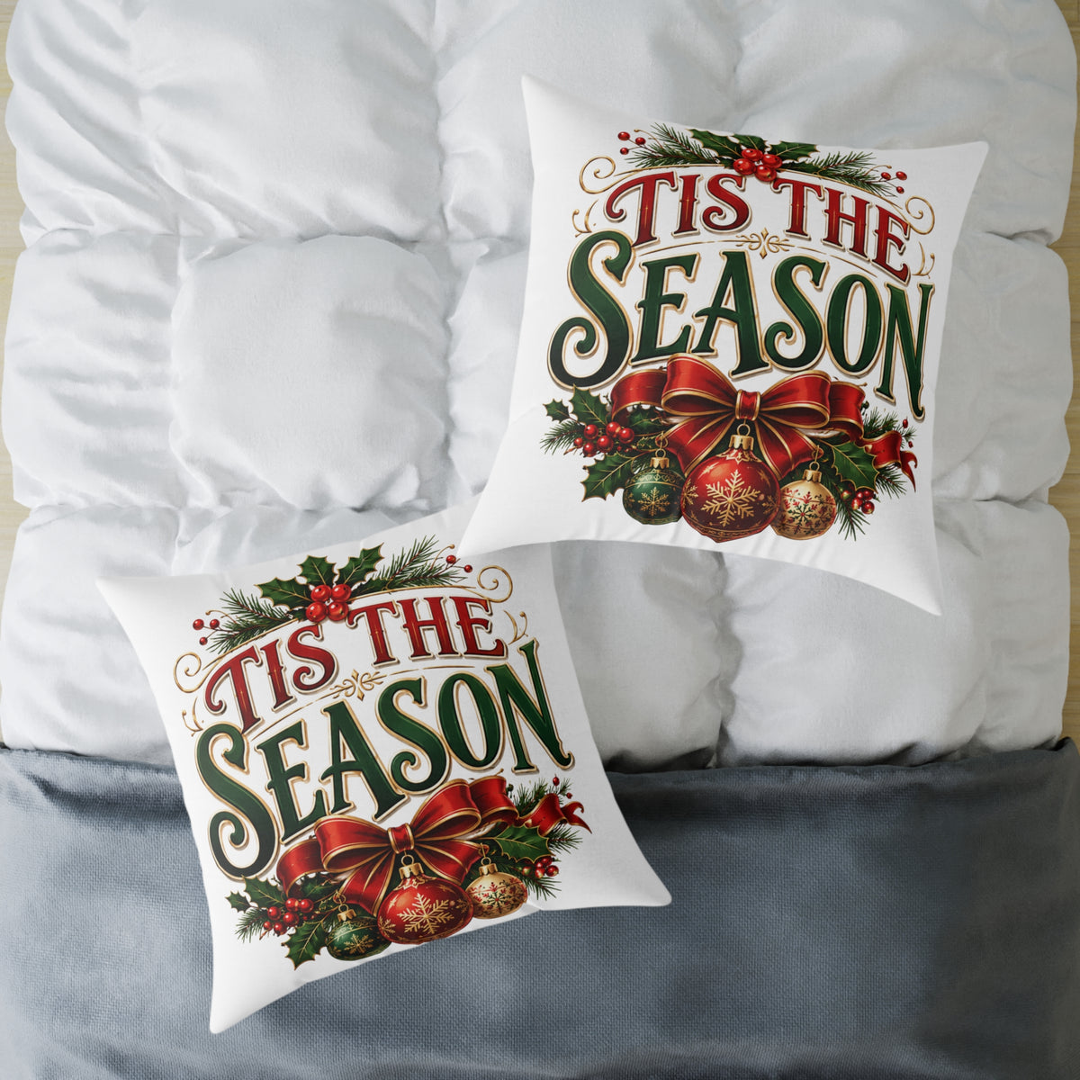 Christmas 'Tis The Season Holiday Throw Pillow – Festive Christmas Decorative Cushion