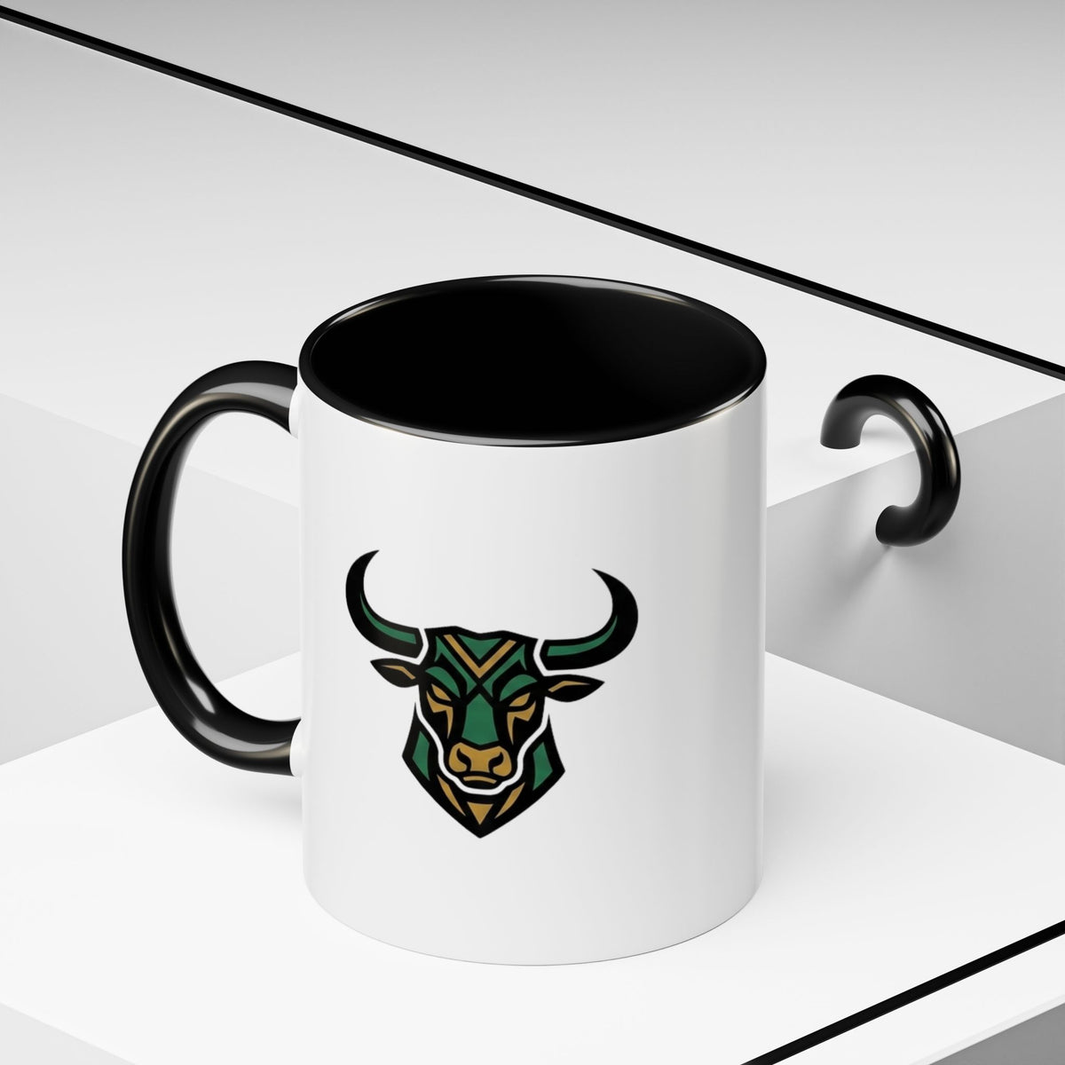 Taurus Geometric Bull Accent Coffee Mug –  Tribal Bull Head Ceramic Mug