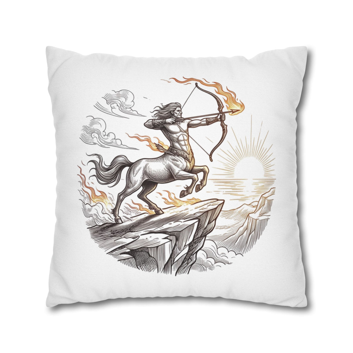 Sagittarius Centaur Archery Throw Pillow - Zodiac Mythology Decorative Pillowcase