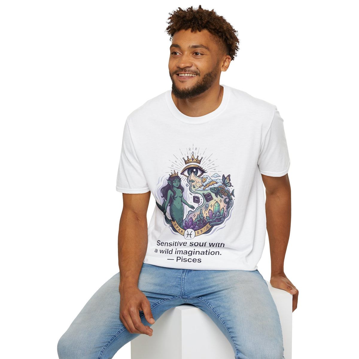 Pisces Zodiac Mystical Mermaid Art T-Shirt — "Sensitive soul with a wild imagination"