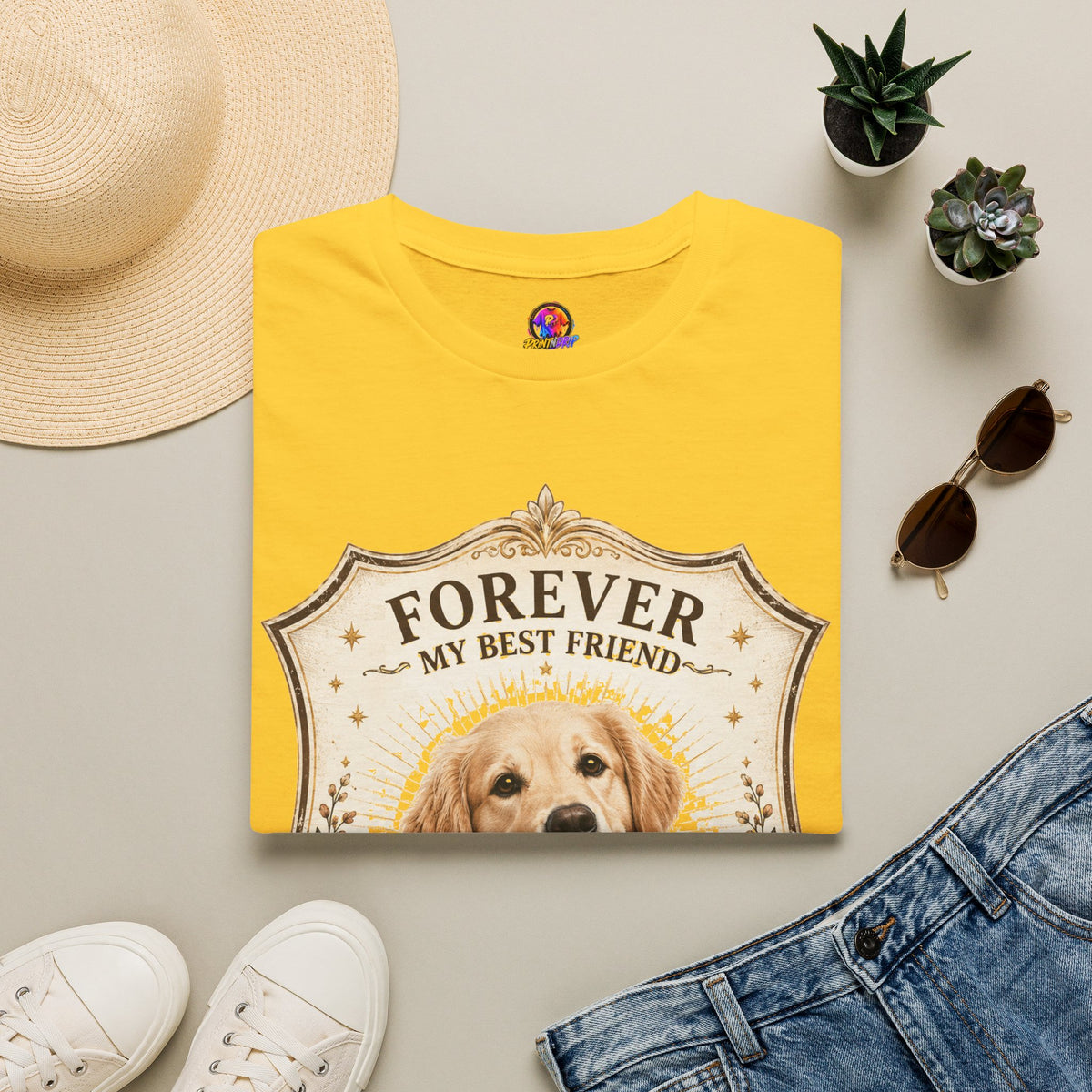 Dog Memorial T-Shirt — "Forever My Best Friend" Personalized Golden Retriever Tribute