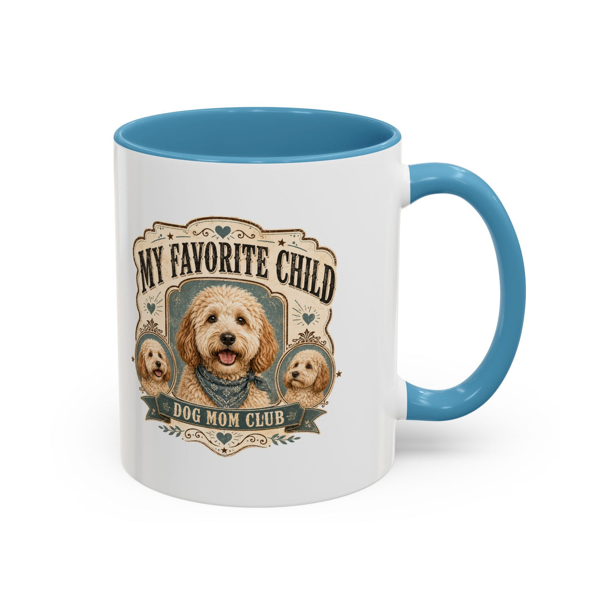 Milo Bailey Dog Dad Mom My Favorite Child Dog Mom Club Accent Coffee Mug – Cute Doodle Dog Mother's Day Gift