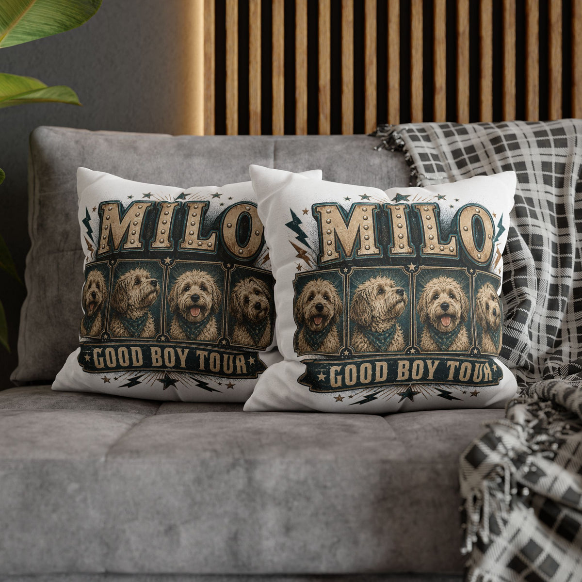 Milo "Good Boy Tour" Dog Photo Throw Pillowcase Milo Bailey Dog Dad Mom