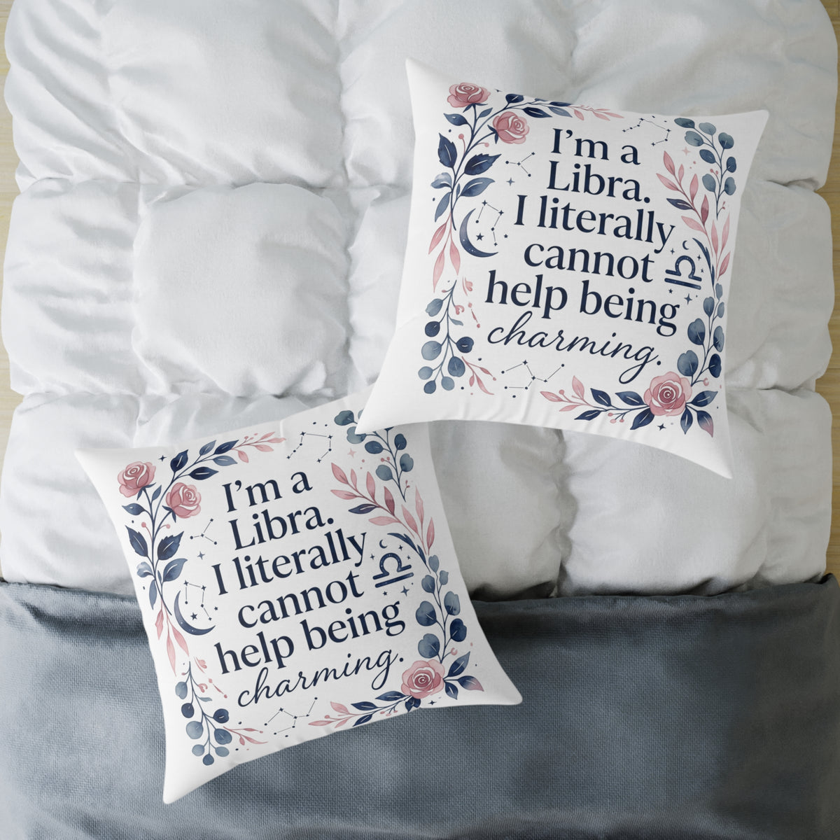 Libra Zodiac I'm A Libra Literally can' Help Being Charming Square Poly Canvas Pillow
