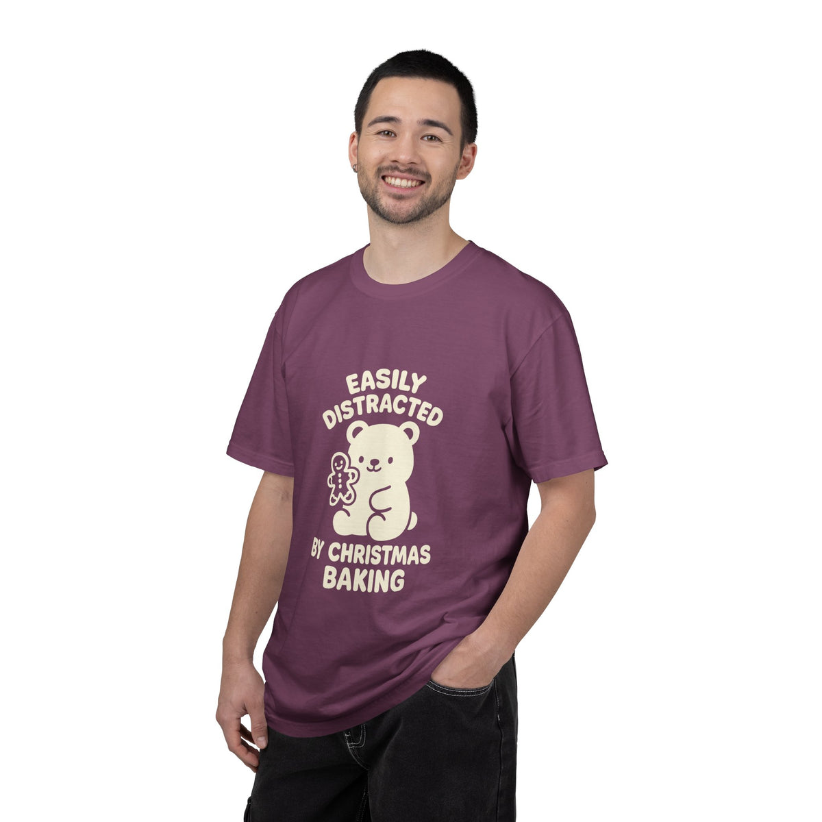 T-Shirt — "Easily Distracted by Christmas Baking" Cute Bear Holiday Tee- Trending Now - October 2026