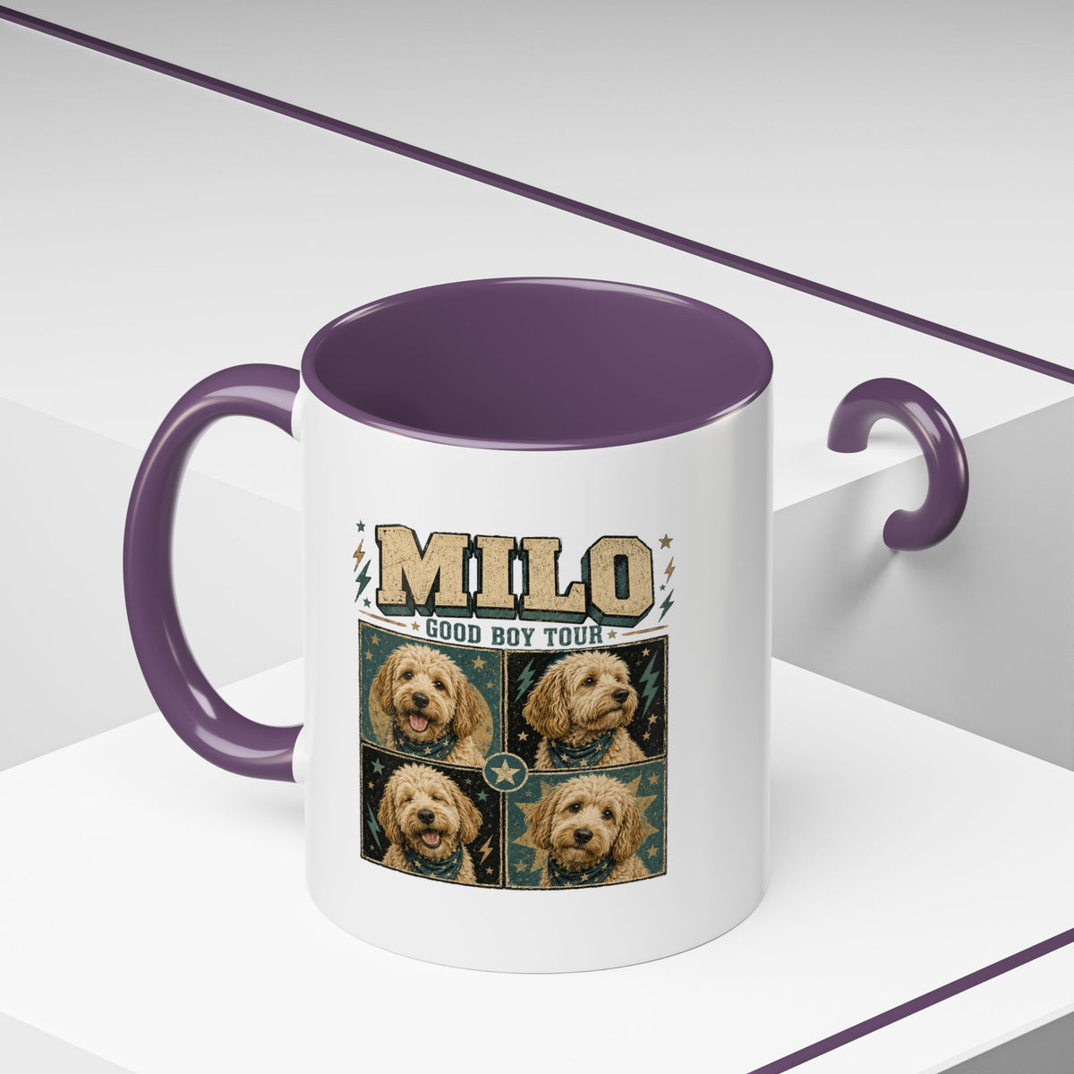 Milo Bailey Dog Dad Mom Personalized Dog Mug — "Milo: Good Boy Tour" Photo Accent Coffee Mug