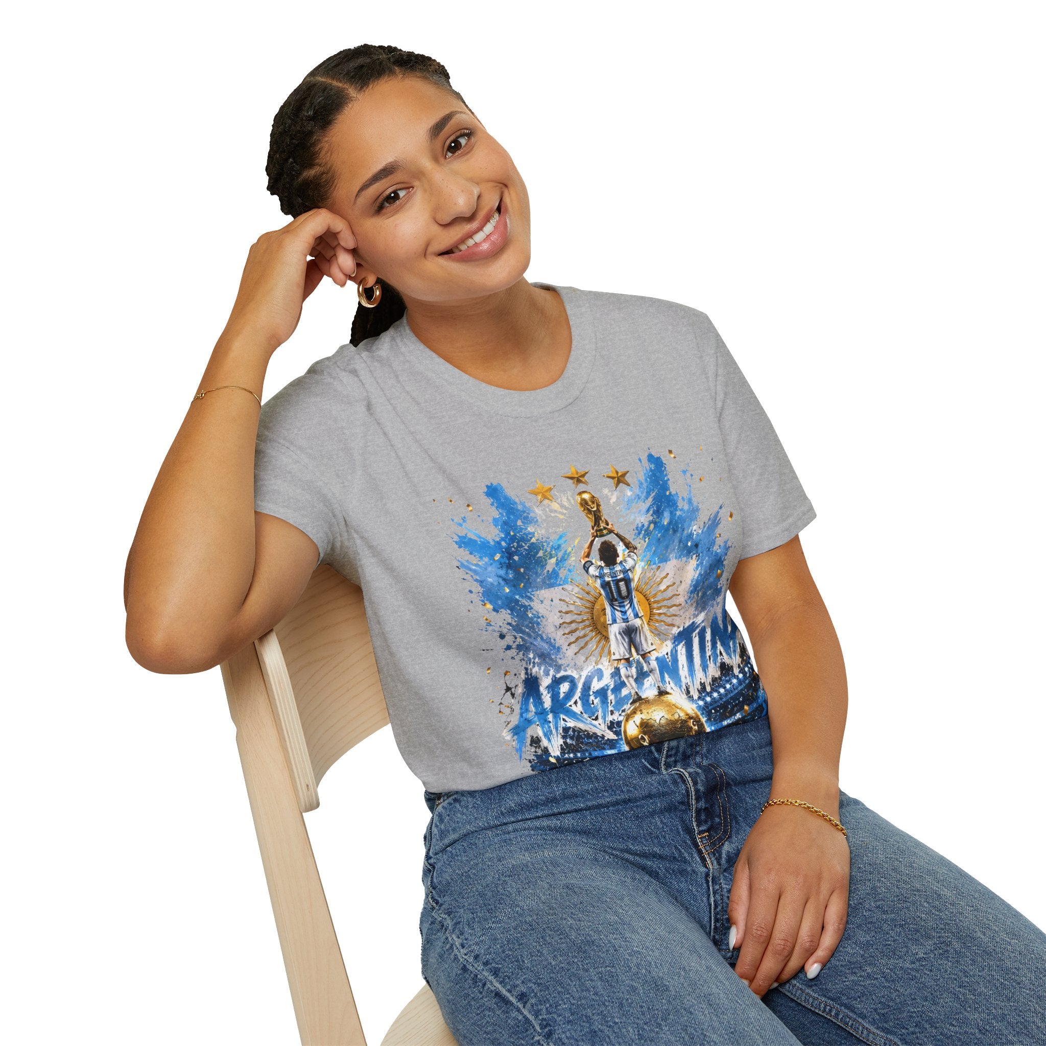 Argentina World Champions T‑Shirt — Soccer World Cup 3 Stars Tribute