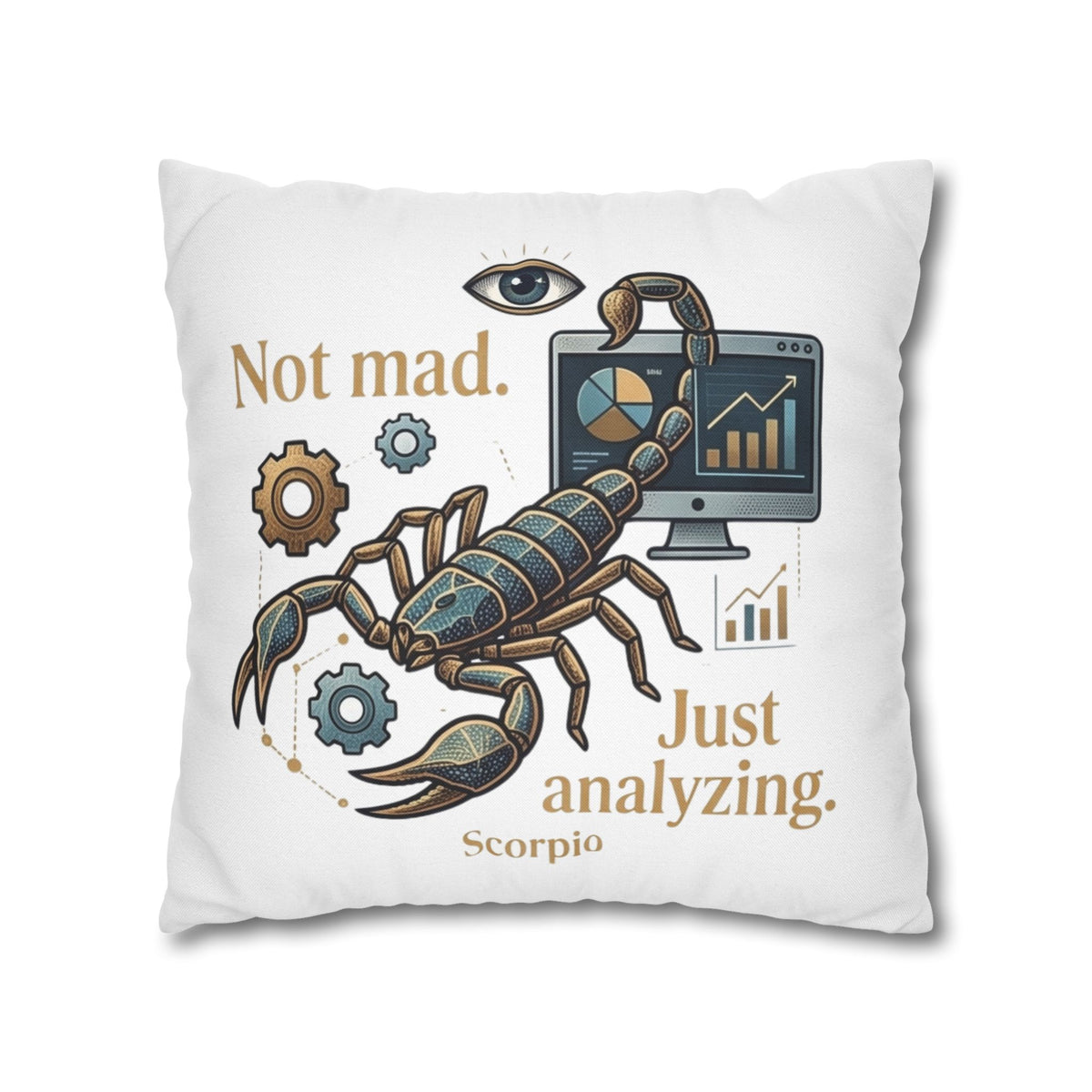 Scorpio Pillowcase - "Not Mad. Just Analyzing." Astrology Scorpion Decorative Pillow