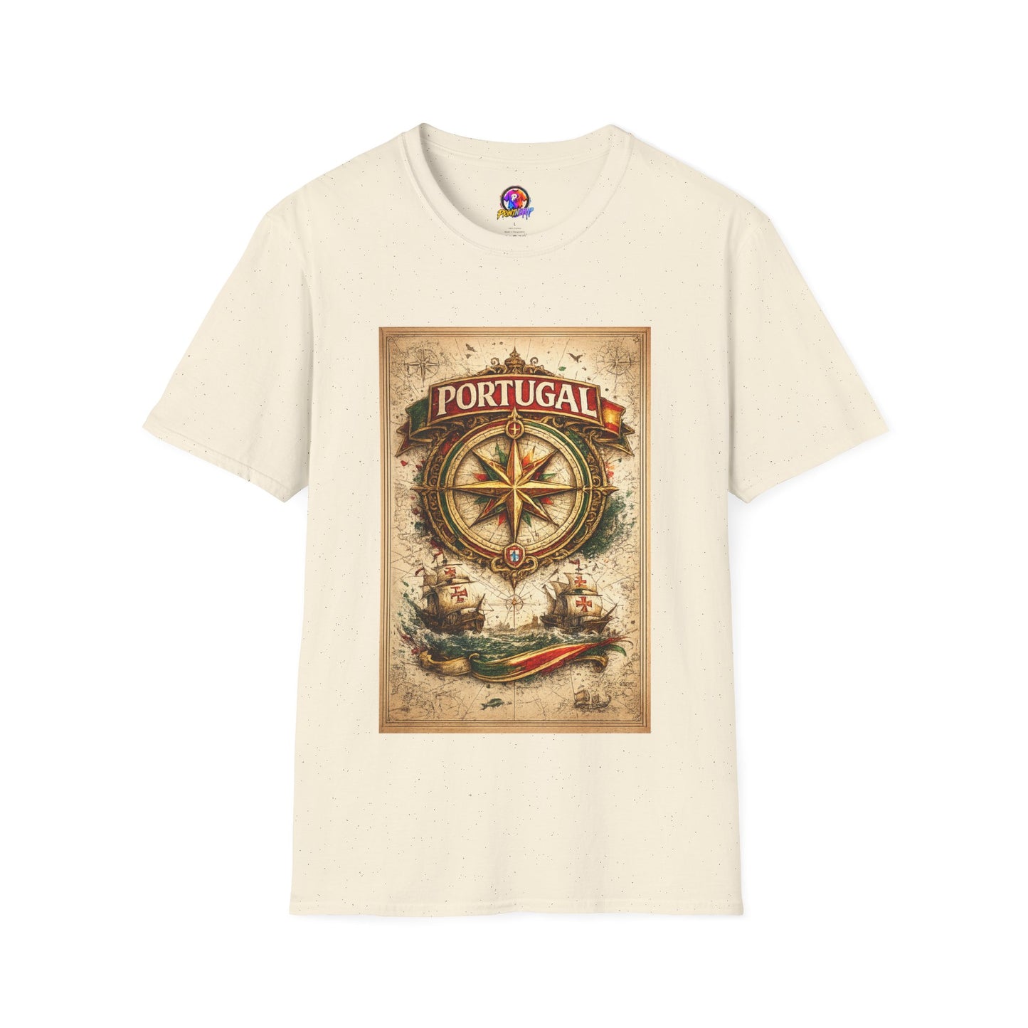 Portugal Compass T‑Shirt — Vintage Nautical Travel Tee
