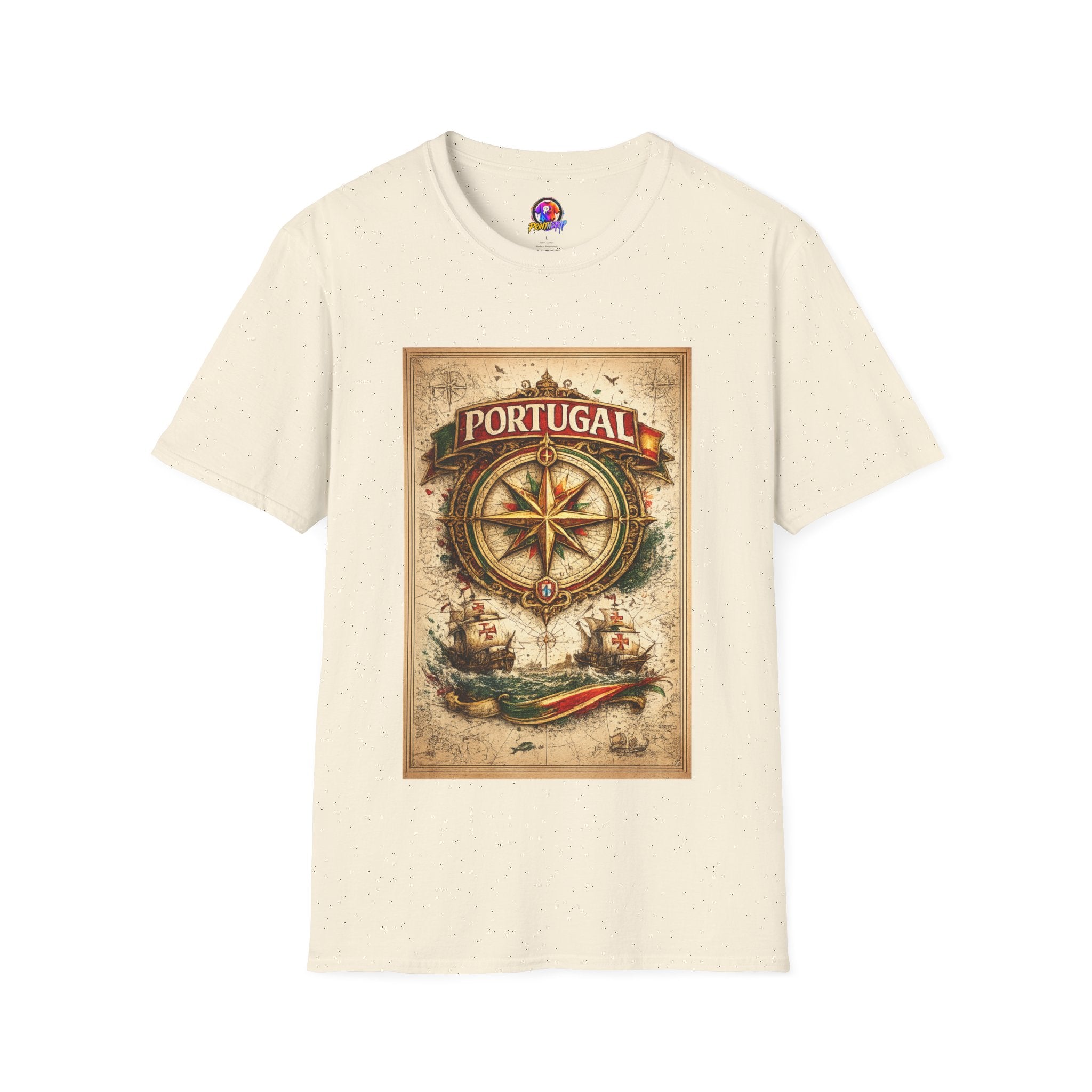 Portugal Compass T‑Shirt — Vintage Nautical Travel Tee