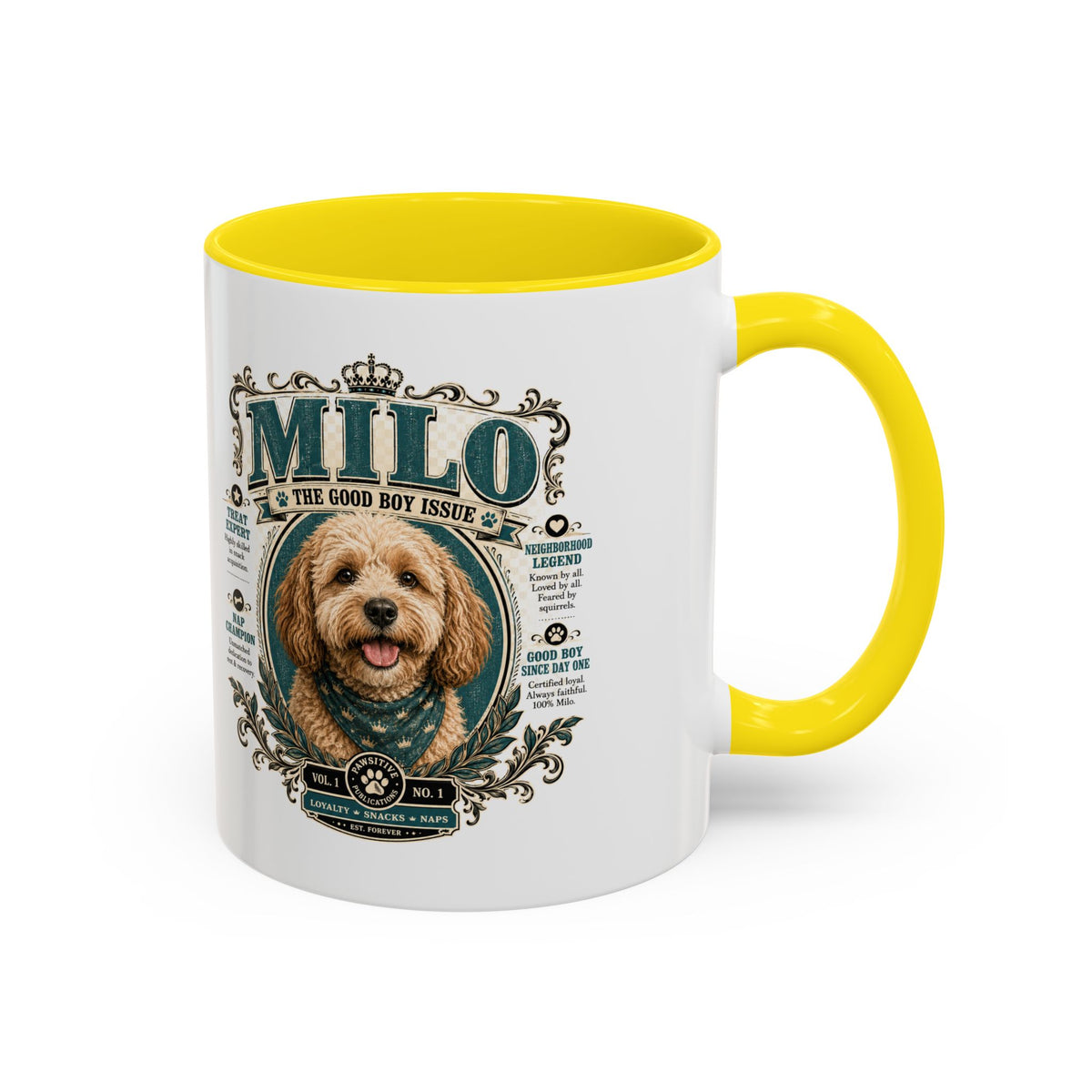 Milo Bailey Dog Dad Mom Milo Dog Portrait Coffee Mug — 'The Good Boy Issue' Accent Mug