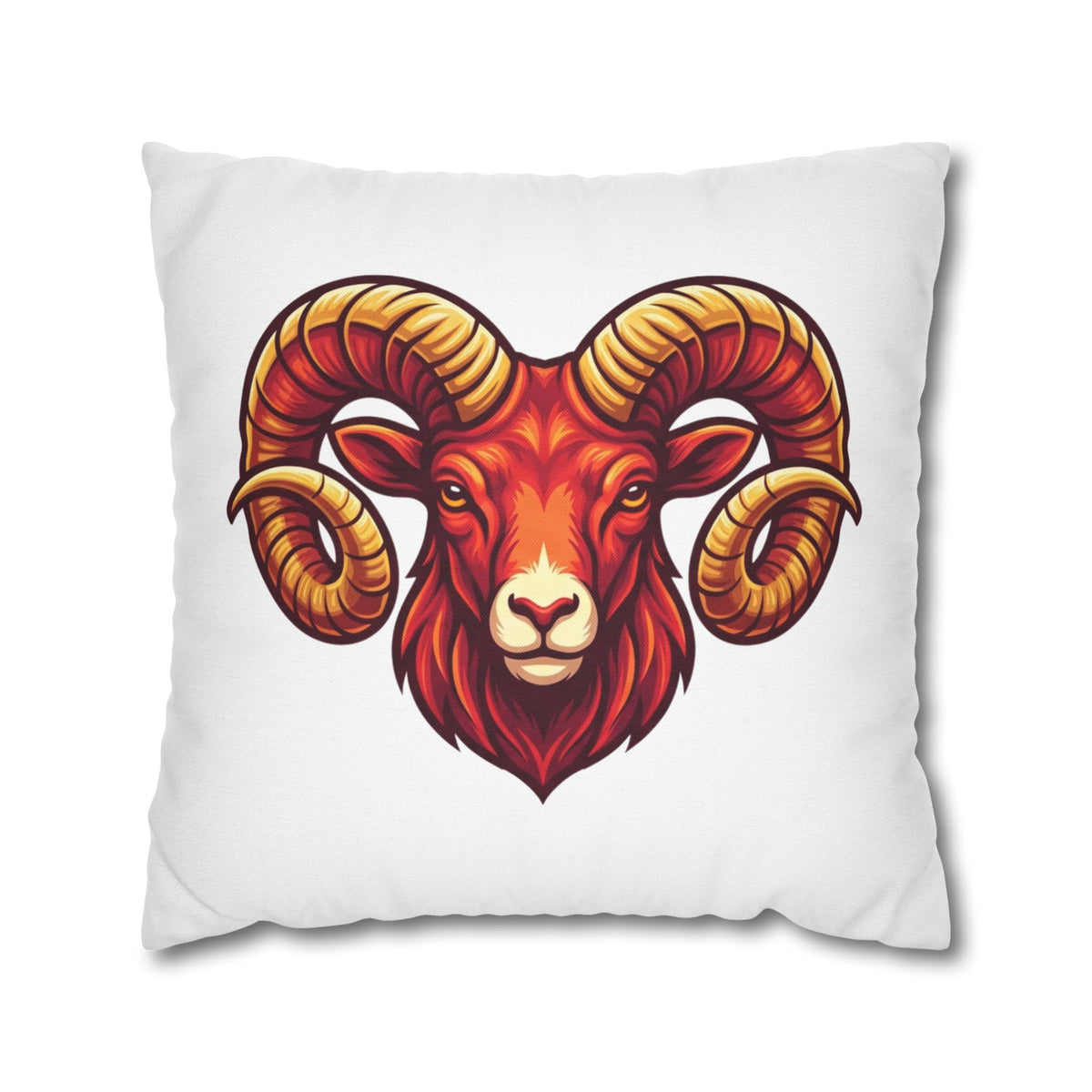 Aries Ram Throw Pillowcase — Bold Zodiac Goat Accent Pillow Cover