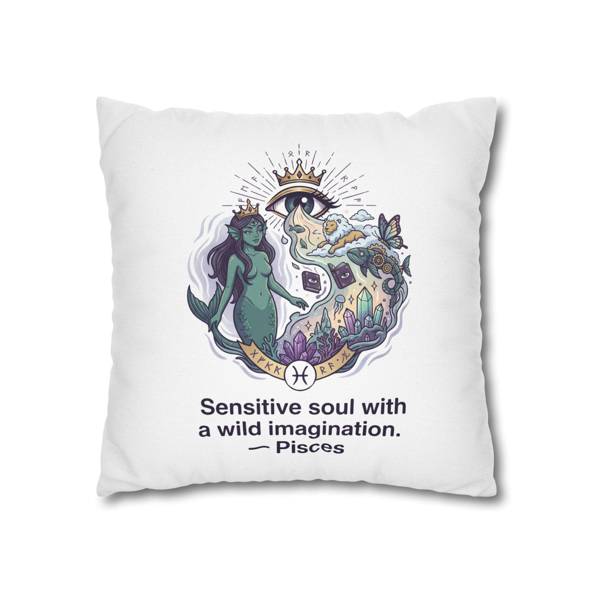 Pisces Zodiac Pillowcase — "Sensitive soul with a wild imagination" Decorative Throw Pillow Cover