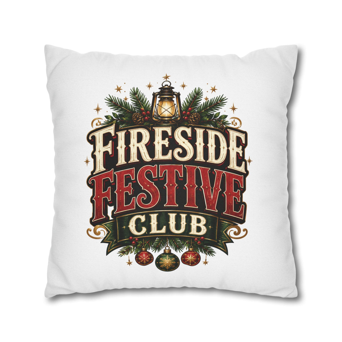 Christmas Fireside Festive Club Holiday Throw Pillowcase