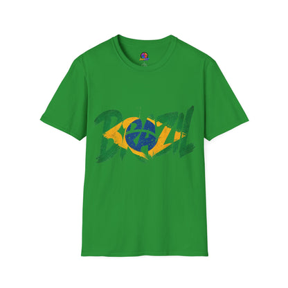 Brazil Flag Graphic T-Shirt — Bold Brazil Script with National Flag Motif