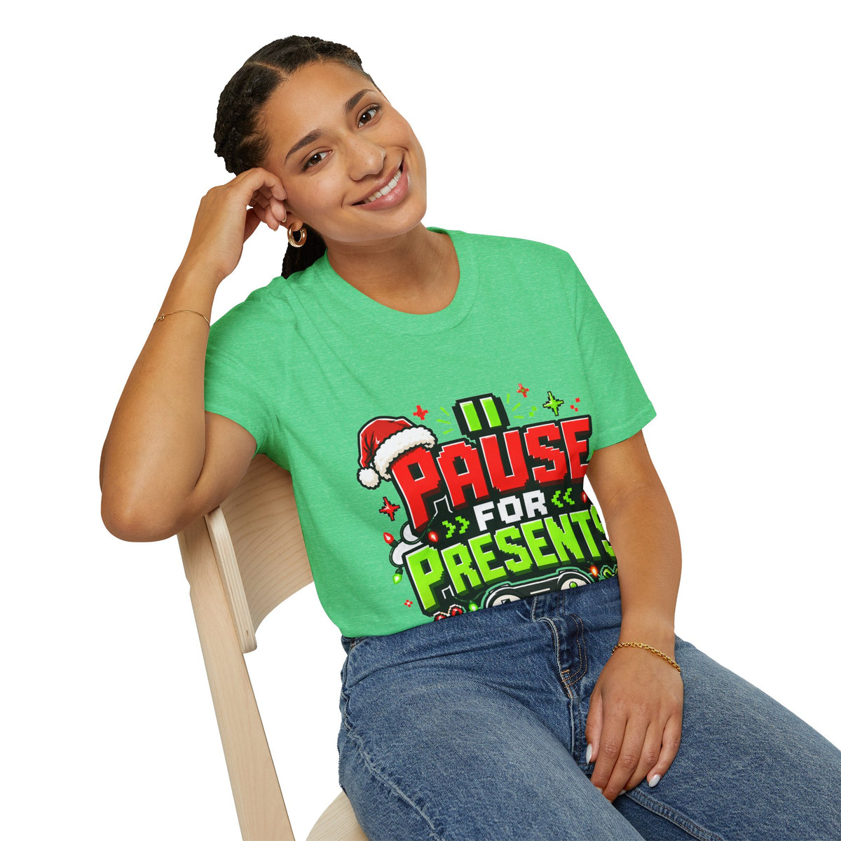 T-Shirt — "Pause for Presents" Christmas Gamer Tee