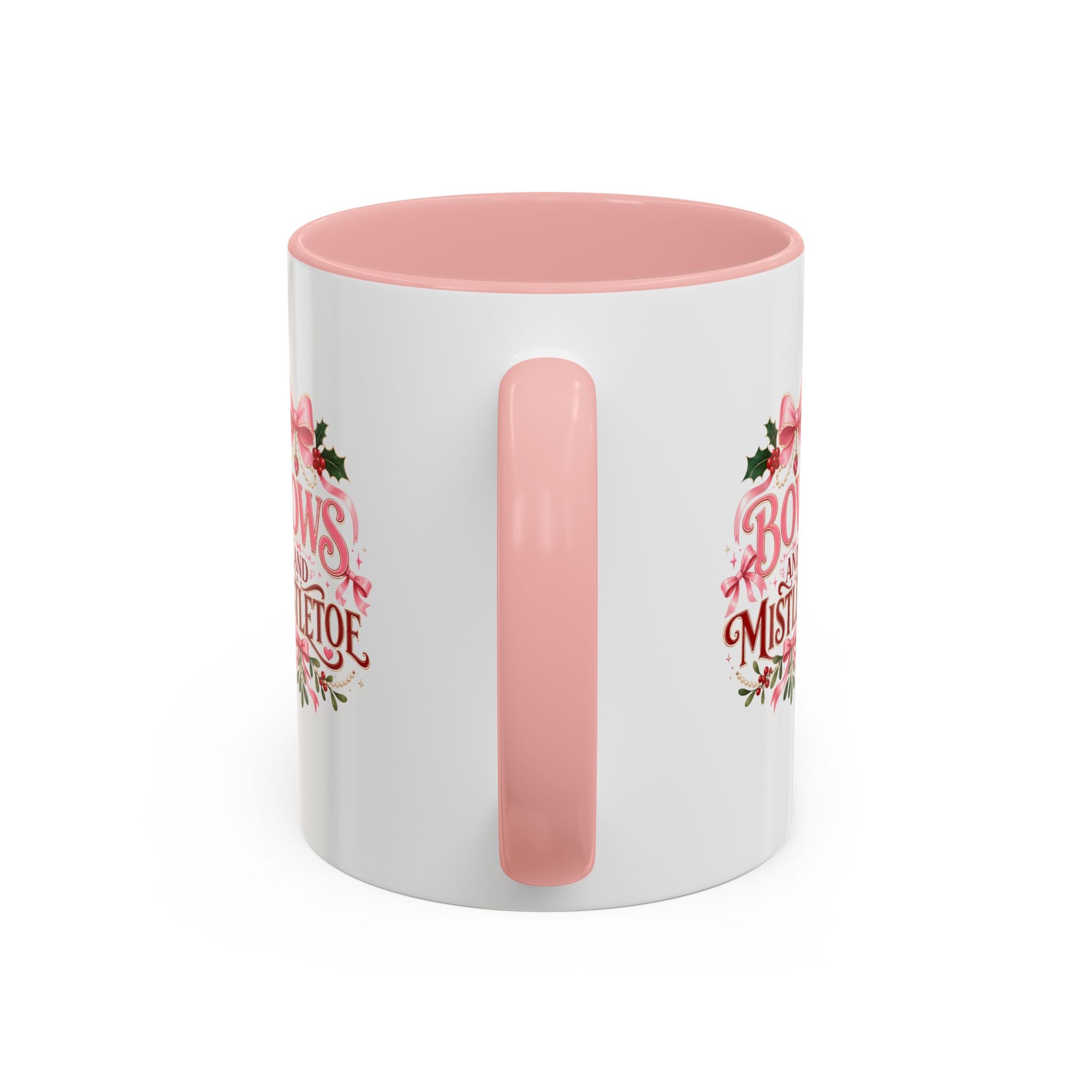 Bows and Mistletoe Accent Coffee Mug — Holiday Floral Christmas Coffee Cup