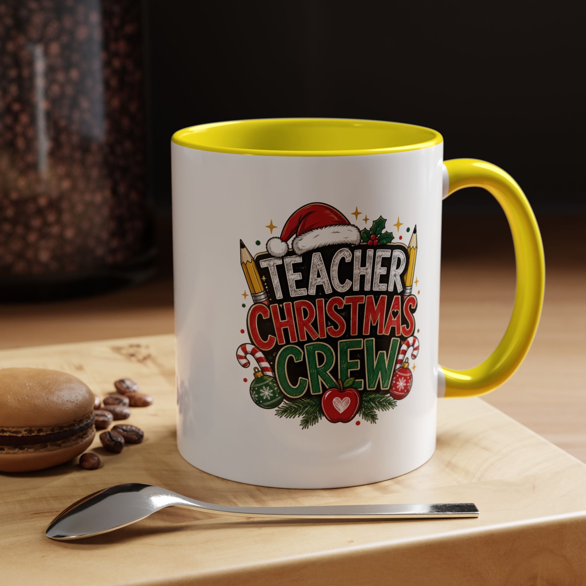 Teacher Christmas Crew Accent Coffee Mug – Holiday Teacher Gift