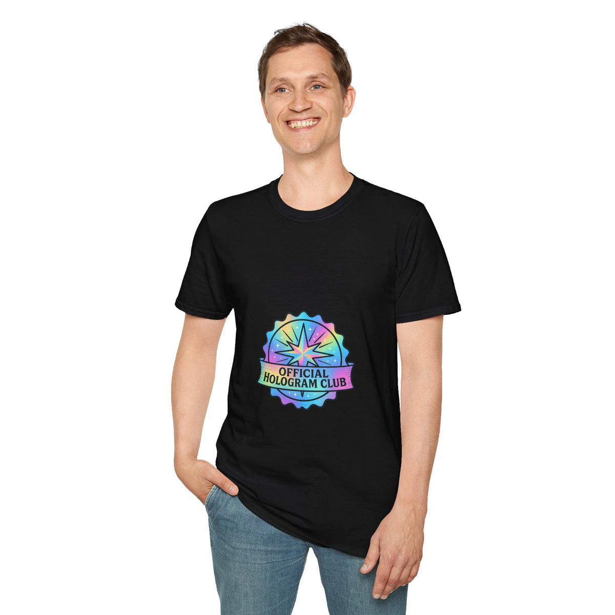 Official Hologram Club Rainbow Holographic T-Shirt - Trending Now - October 2026