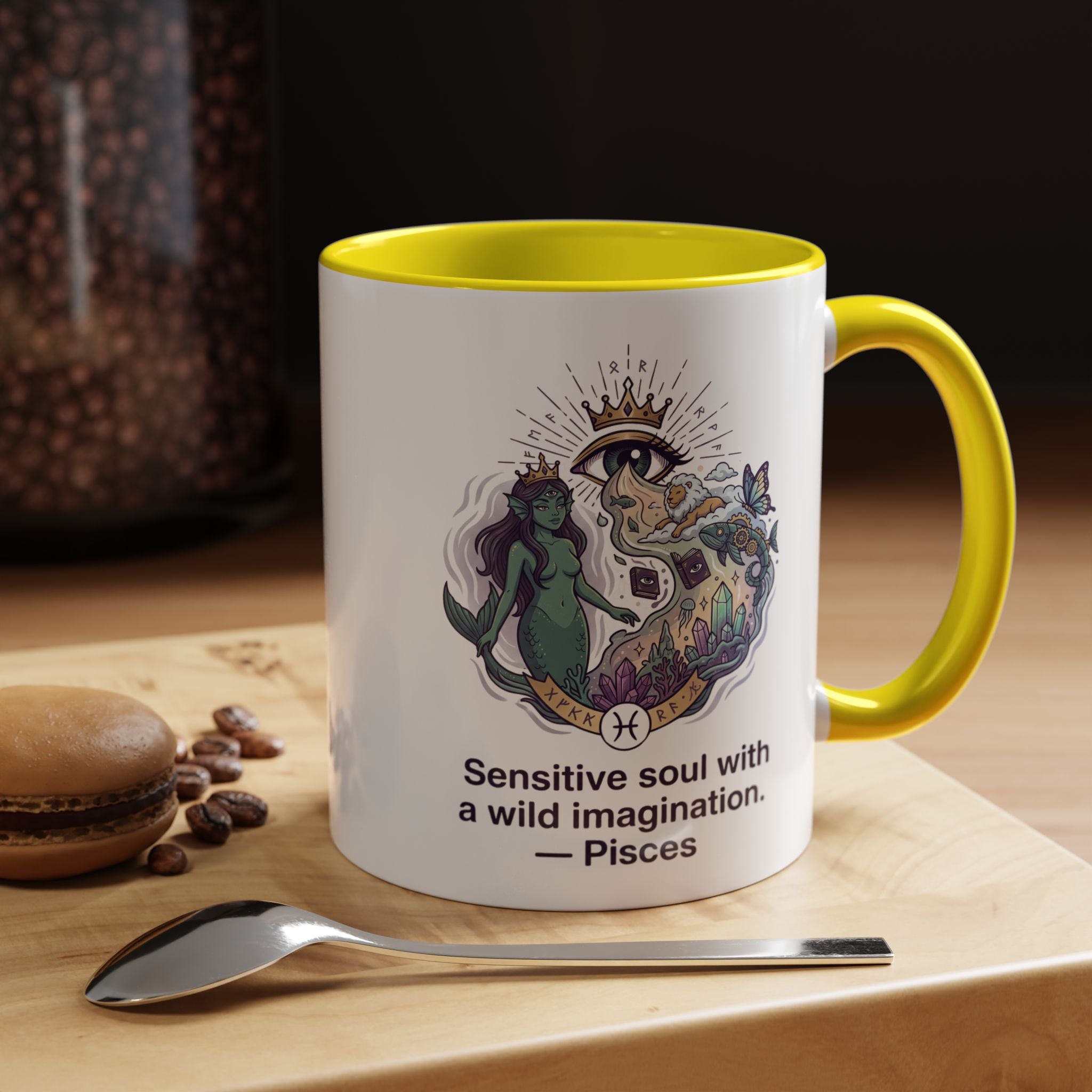 Pisces Coffee Mug — "Sensitive soul with a wild imagination" Astrological Zodiac Accent Mug