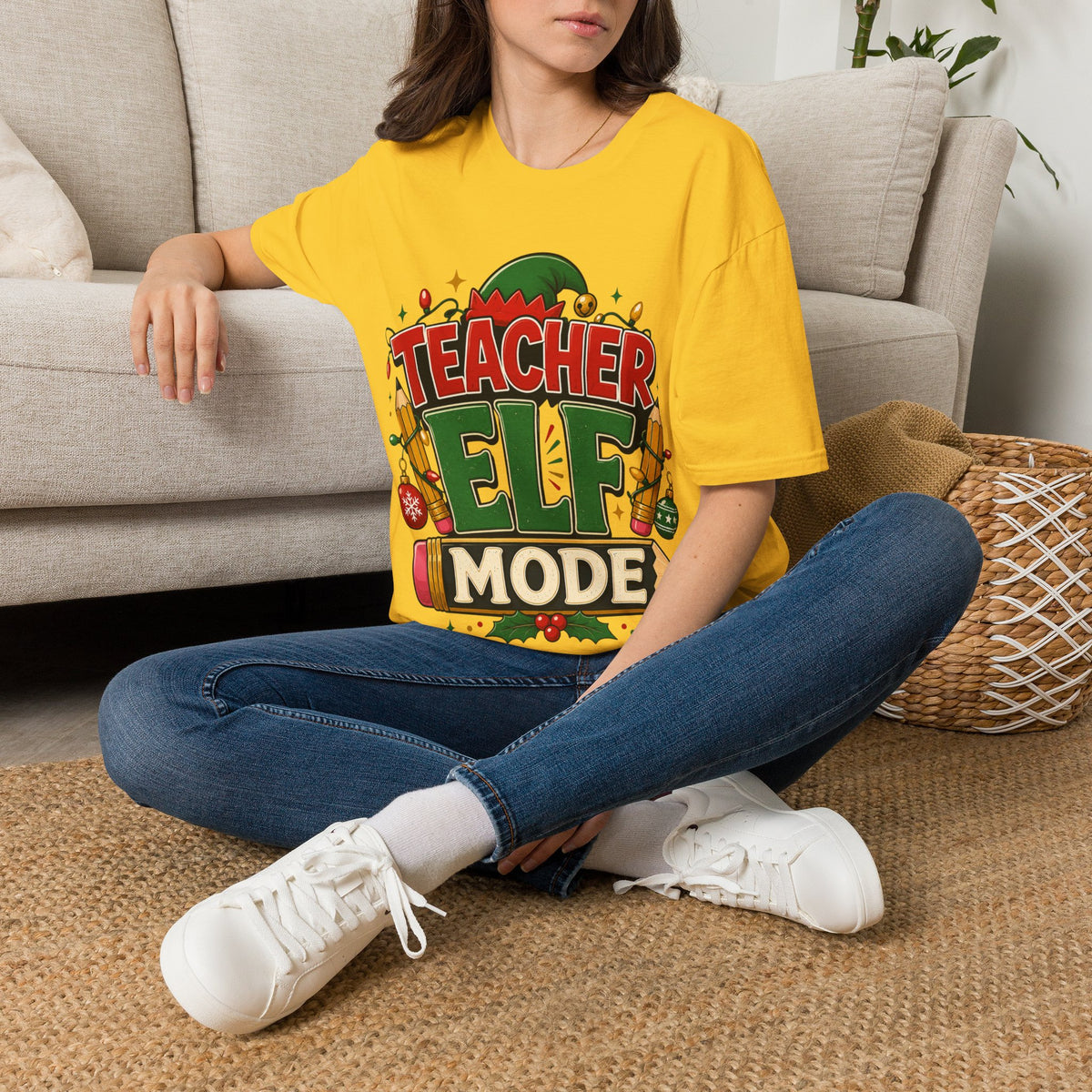 Teacher Elf Mode T-Shirt — Funny Christmas Teacher Holiday Tee