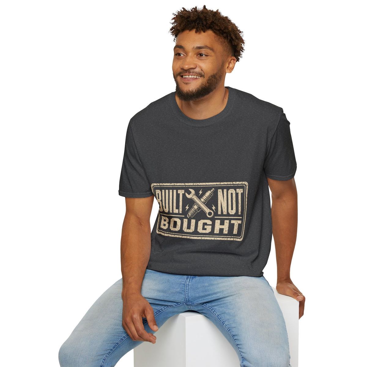 Built Not Bought T-Shirt — Vintage Mechanic Workwear Tee