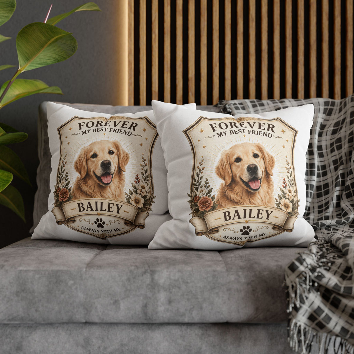 Milo Bailey Dog Dad Mom Forever My Best Friend Personalized Dog Pillowcase — Custom Pet Name Golden Retriever Memorial