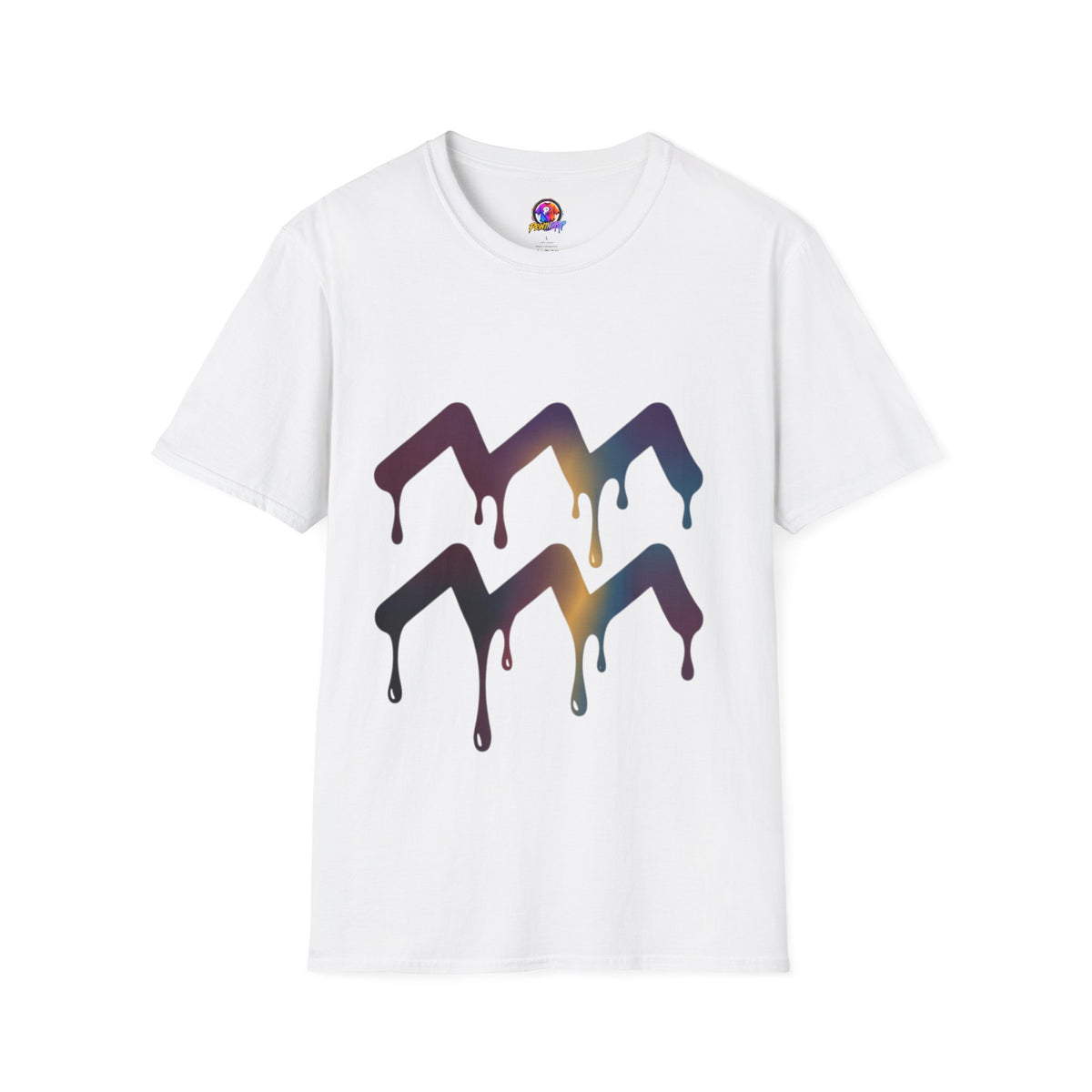 Aquarius Zodiac Dripping Chevron Graphic T-Shirt