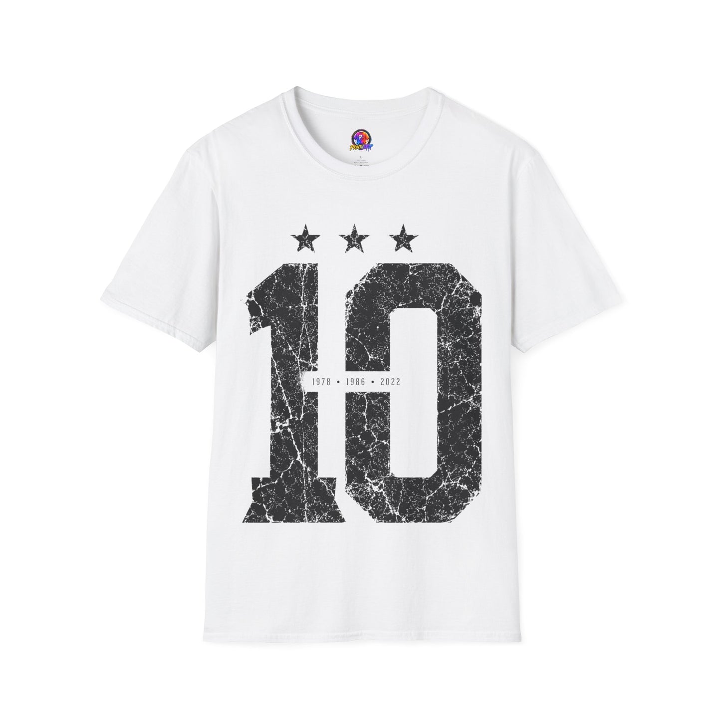 Vintage Argentina Worldcup winning No. 10 Jersey T-Shirt — Distressed Number Tee with Three Stars